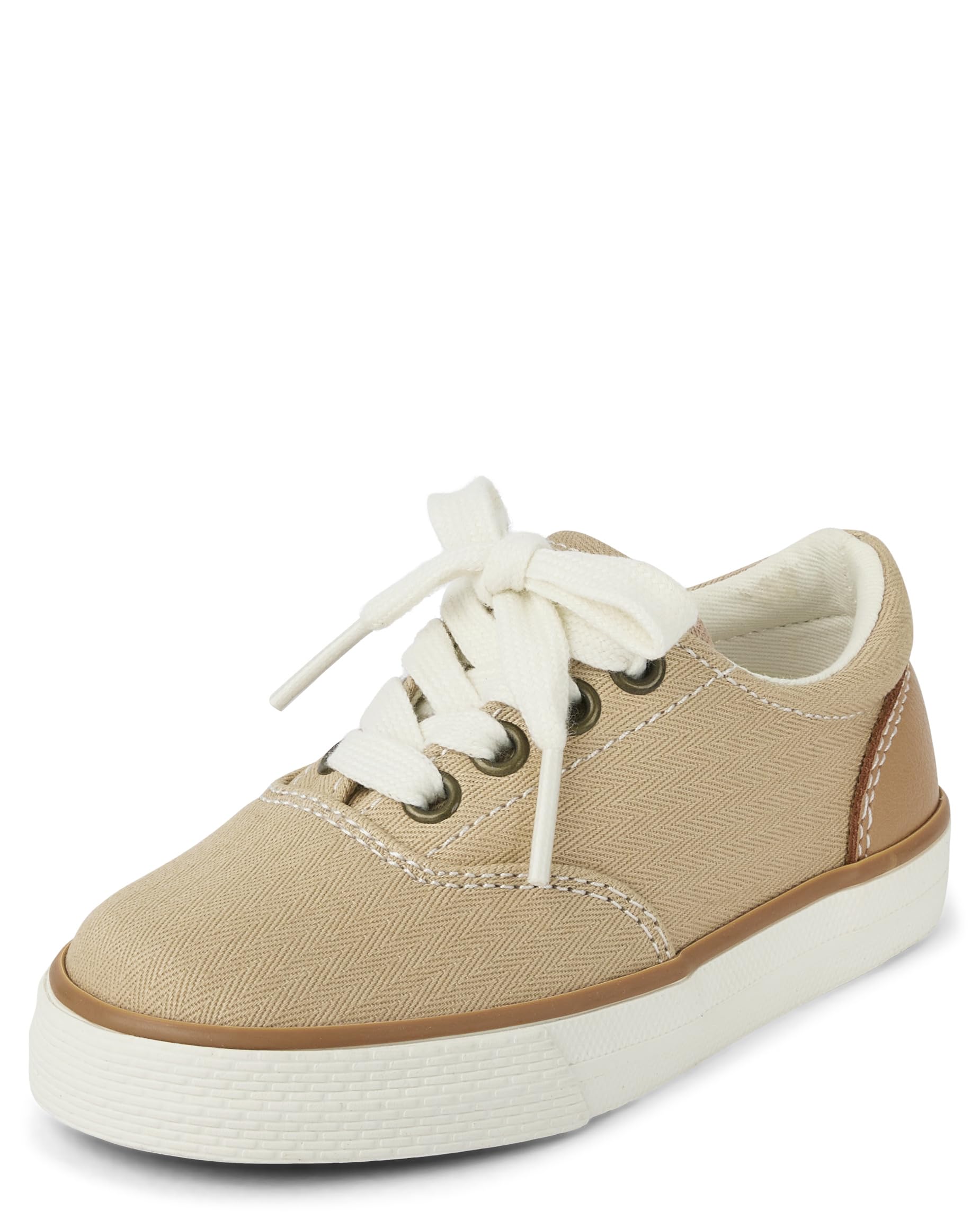 The Children's Place Baby Boys Casual Lace Up Low Top Sneakers, Tan Canvas