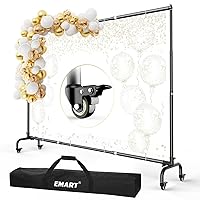 EMART Backdrop Stand with Wheels - 10x7.5ft(WxH) - Moveable Banner Backdrop Holder, Photo Back Drop Adjustable Stand for Parties Decoration, Photography Sturdy Background Frame for Photoshoot