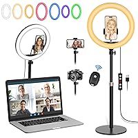 Desk Ring Light for Computer Laptop Video Conference Lighting, Desktop Zoom Light with Stand and Phone Holder, Selfie Ring Light for Video Recording, Online Zoom Meeting, Makeup, Live Stream