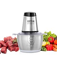 VEVOR Food Processor, Mini Electric Chopper 400W, 2 Speeds Electric Meat Grinder, Stainless Steel Meat Blender, for Baby Food, Meat, Onion, Vegetables, 8 Cup