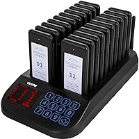 F103 Restaurant Pager System 20 Pagers, Max 98 Beepers Wireless Calling System, Touch Keyboard with Vibration, Flashing and Buzzer for Church, Nurse,Hospital & Hotel
