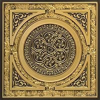225ab-24x24-50 Steampunk PVC 2' x 2' Lay-in or Glue-up Ceiling Tile in Antique Brass 50 Piece (Case / 200 sq.ft)