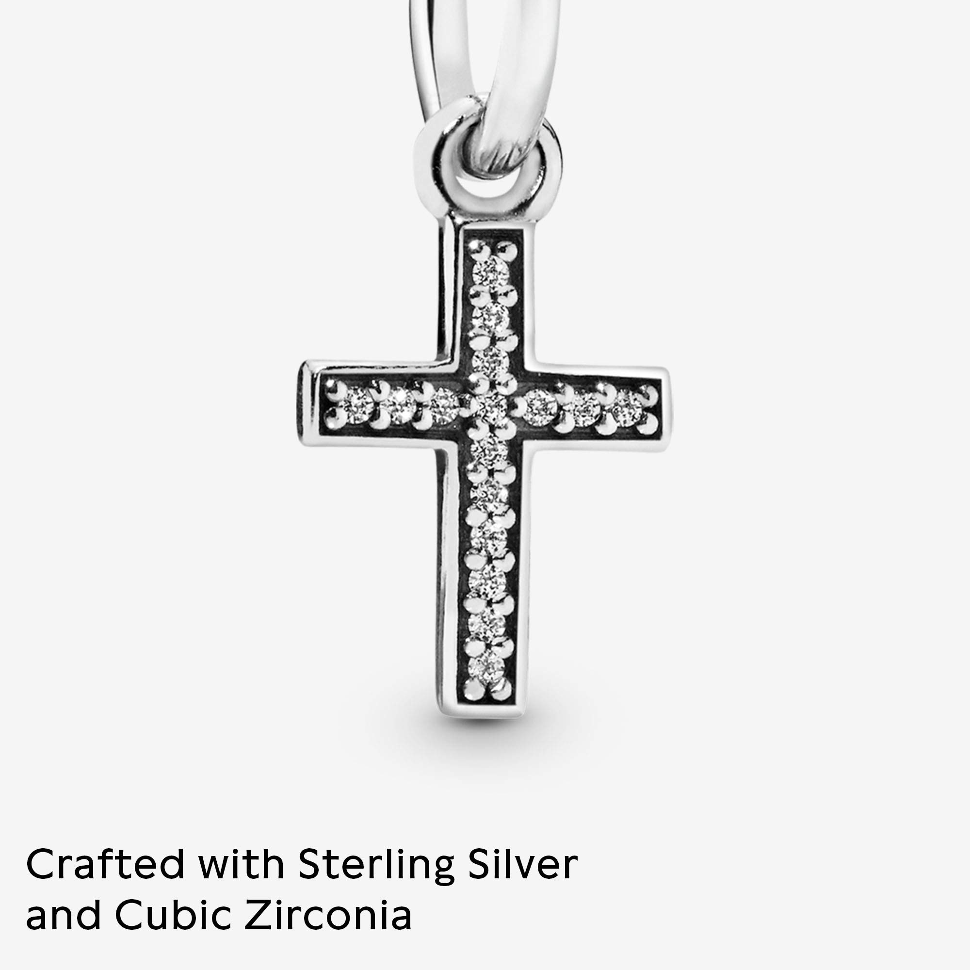 PANDORA Jewelry Sparkling Cross Dangle Cubic Zirconia Charm in Sterling Silver, With Gift Box