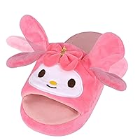 Anime Cinnamoroll Fuzzy Slippers White Dog House Slippers Open Toe Open Back FoamEar Moving Jumping Slippers with Rubber Sole for Women Man One Size
