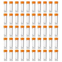50pcs 5ml Flat Bottom Plastic Graduated Vial Storage Container Test Tubes with Screw Caps