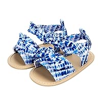 Infant Girls Open Toe Bowknot Tie Dye Shoes First Walkers Shoes Summer Toddler Flat Sandals Baby Summer Shoes Girls