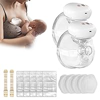 Double Electric Wearable Smart Breast Pump Hands Free Portable, 3 Modes & 10 Levels Adjustment, 24MM Flange, Painless Breastfeeding Can Be Worn in-Bra, White