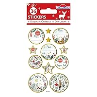 36 Adhesive Christmas Stickers - Gold