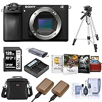 Sony Alpha a6700 Mirrorless Camera Body Bundle with Shoulder Bag, 128GB SD Card, Card Reader, Corel Mac & PC Software Kit, 2X Extra Battery, Charger, Tripod, Cleaning Kit