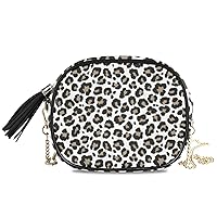 ALAZA PU Leather Small Crossbody Bag Purse Wallet Gray Leopard Print Animal Skin Cell Phone Bags with Adjustable Chain Strap & Multi Pocket