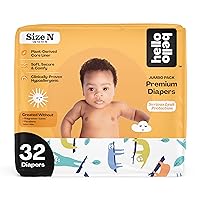 Hello Bello Premium Baby Diapers Size Newborn I 32 Count of Disposeable, Extra-Absorbent, Hypoallergenic, and Eco-Friendly Baby Diapers with Snug and Comfort Fit I Sleepy Sloth