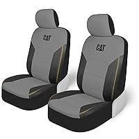 Cat FlexHybrid Car Seat Covers, Gray Premium Faux Leather + Mesh Seat Covers for Cars Trucks SUV, Universal Fit Car Seat Covers Front Seats Only, Automotive Interior Covers, Ideal Truck Seat Covers