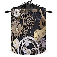Laundry Hamper Round Laundry Basket with Handles Steampunk Mechanical Gears Laundry Hampers Waterproof Circular Hamper for Bathroom Storage Basket Dirty Clothes Hamper for Dirty Clothes