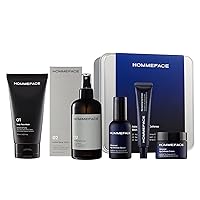 Men's Daily Anti-Aging 5-Step Skincare Routine Bundle with Face Wash, Toner, Serum, Revitalizing Eye Cream, and Face Cream