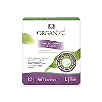 Organyc Bladder Control Underwear for Women - Organic Cotton Protective Underwear for Incontinence, Leak Protection, Odor Protection and Sensitive Skin, FSA/HSA Eligible, Large, 12 Count