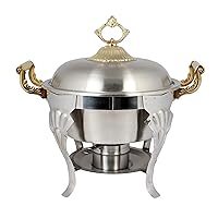 Thunder Group Capacity 5-Quart Chafer with Brass Plated Handle, Half Size