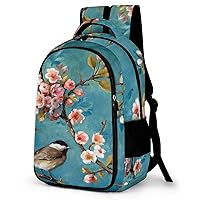 Vintage Flowers and Birds Laptop Backpack Durable Computer Shoulder Bag Business Work Bag Camping Travel Daypack