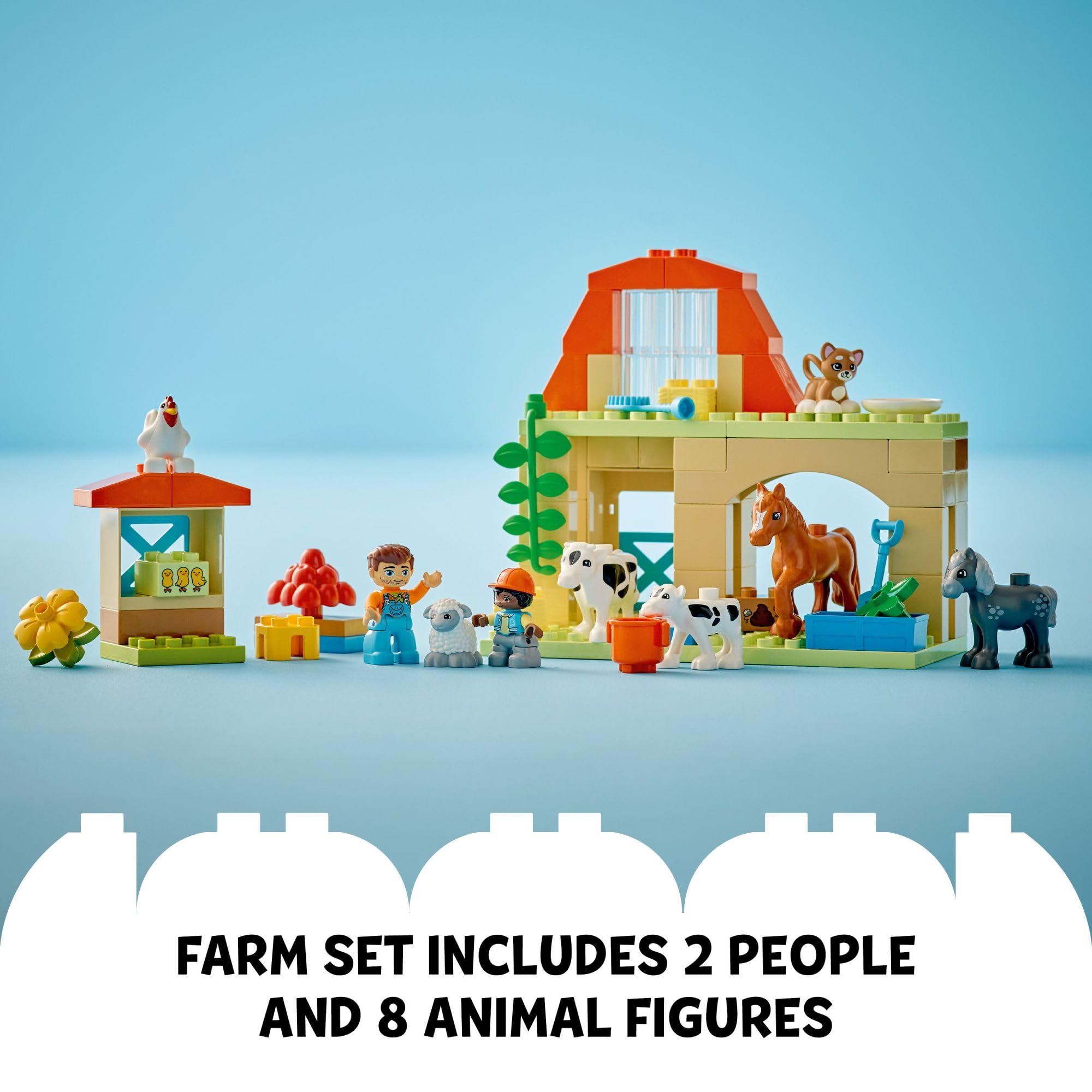 LEGO DUPLO Town Caring for Animals at The Farm Learning Toy for Toddlers, Farmhouse with Horse, Cow and Chicken Figures, Farm Playset, Educational Set for Toddlers Ages 2 and Up, 10416