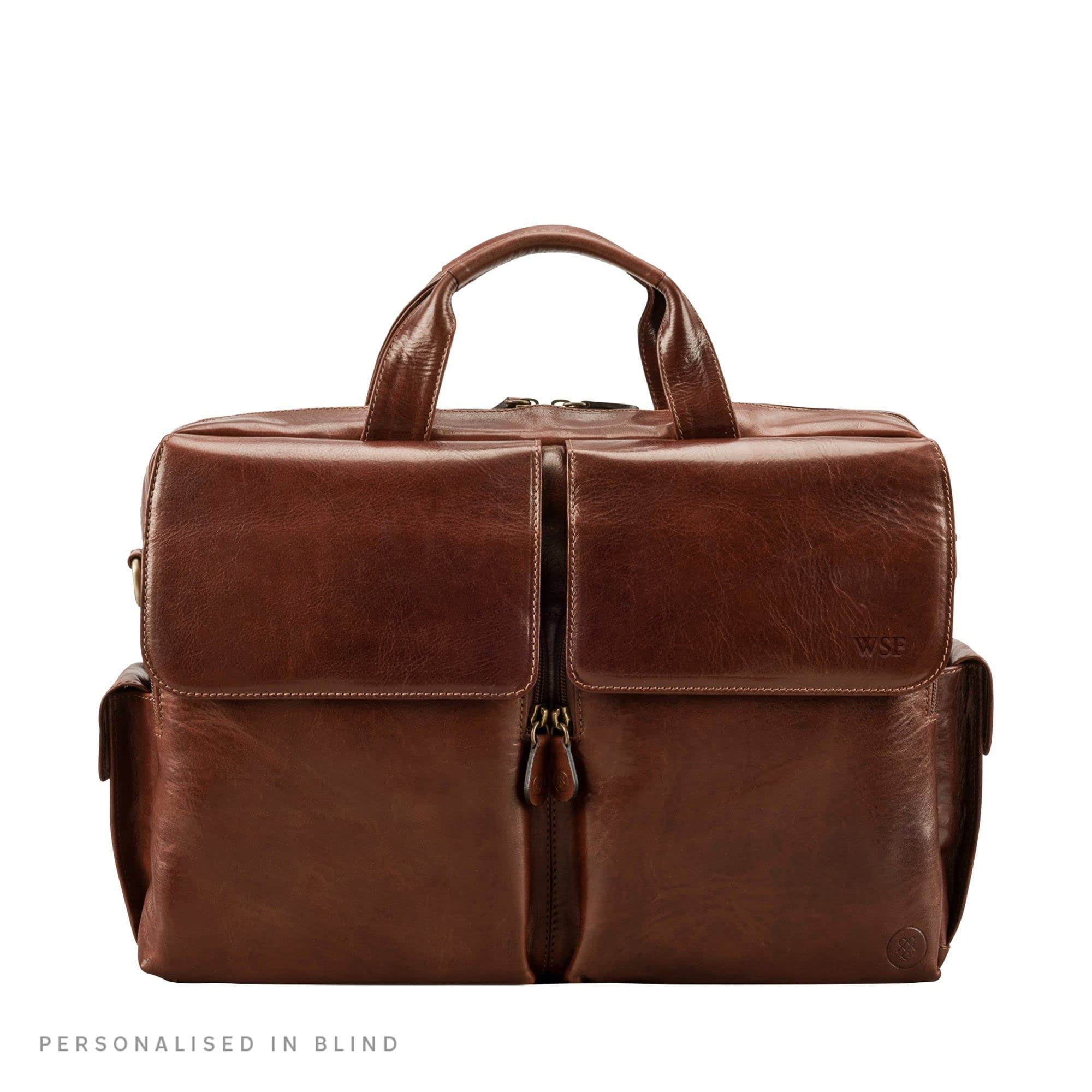 Maxwell Scott | Mens Luxury Quality Leather Business Briefcase | The Lagaro | Classic Laptop Travel Handbag