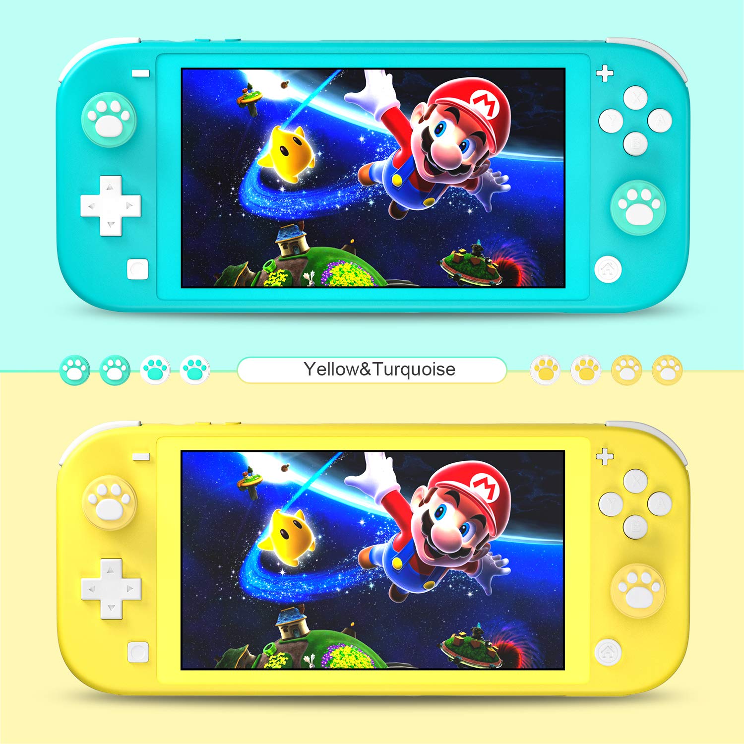 Daydayup Clear Case Compatible with Nintendo Switch Lite Protective, with 2-Pack Switch Lite Tempered Screen Protector and 6 Pcs Cult Thumb Grips,HD Clear