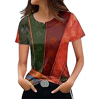 Women's Tops Trendy Fashionable Casual Crewneck Prints Short Sleeved Round Neck T-Shirt Top Sexy Tops, S-3XL