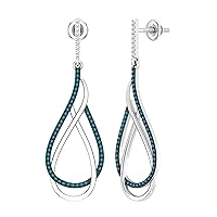 Dazzlingrock Collection 0.30 Carat (ctw) Round Diamond Ladies Dangling Drop Earrings 1/3 CT, Available in Various Gemstones in 10K/14K/18K Gold & 925 Sterling Silver