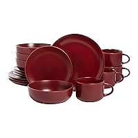 10 Strawberry Street Wazee Matte Coupe Dinnerware Set, 16 pc, Red