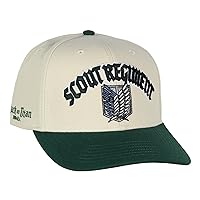 Attack on Titan Adult Scout Regiment Embroidered Snapback Hat for Men and Women Beige