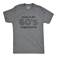 Mens Made in The 60s Original Parts Tshirt Funny Age Birthday Decade Graphic Tee