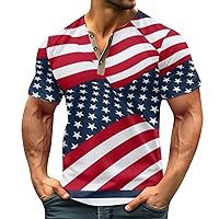 Men's 1776 Independence Day American Flag Prin Short Sleeve USA Flag Patriotic Polo Shirt(S-3XL)