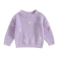Baby Girl Sweater Knitted Long Sleeve Toddler Sweatshirt Daisy Fall Winter Warm Onesie Oversized Infant Clothes