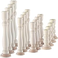 16 Pcs Wooden Candle Holders Set for Pillar Candles Farmhouse Unfinished Wood Boho Candle Sticks Holder Rustic Candlestick Holder Stand for Fireplace Dining Table Centerpiece