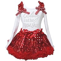 Bling in The New Year Dress White L/s Shirt Red Sequins Skirt Girl Clothing 1-8y