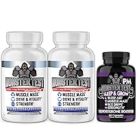 Angry Supplements Monster Test AM/PM Bundle: Monster Test Original 120ct Tablets (2-Pack) + Monster Test PM 60ct Capsules