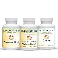 Dr Clark Store Intestine Support & Cleanse Kit - with Freeze-Dried Green Black Walnut Hulls, Wormwood, and Cloves-Helps Maintain Optimum Intestinal Function - Vegetarian Capsules