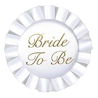 Bride To Be Satin Button Party Accessory, White, 3.5-Inch