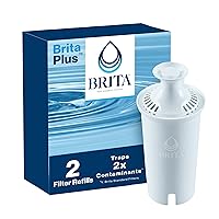 Brita Plus Water Filter, BPA-Free, High-Density Replacement Filter for Pitchers and Dispensers, Reduces 2x Contaminants*, Lasts Two Months or 40 Gallons, Includes 2 Filters
