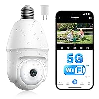 Light Bulb Security Camera - 5G& 2.4GHz WiFi Outdoor Indoor Security Cameras for Home Security 360° Panoramic Camera,Motion Detection and Siren Alarm,2-Way Talk,Full Color Night Vision,Human Detection