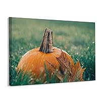 Autumn Poster Canvas Wall Art Ripe Fruit Leaves Grass Fall Wall Pictures Home Decor Room Decor 12x16inch(30x40cm) Frame-style