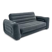 Intex 66552EP Inflatable Pull-Out Sofa: Built-in Cupholder, Velvety Surface, 2-in-1 Valve, Folds Compactly 80
