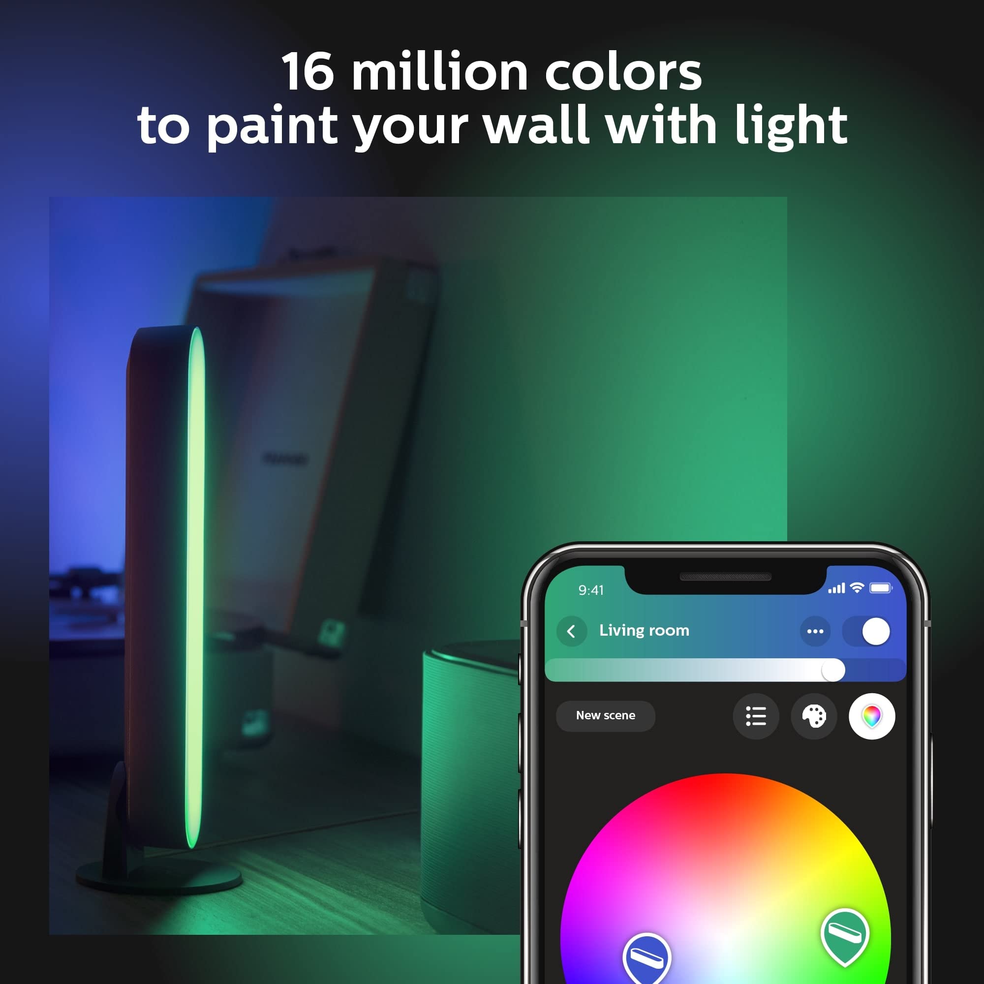 Philips Hue Play White & Color Smart Light, 2 Pack Base kit, Hub Required/Power Supply Included (Works with Amazon Alexa, Apple Homekit & Google Home), Black, Base Kit, 2 Pack