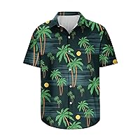 Mens Beach Shirts Loose Fit, Short Sleeve Casual Hawaiian Shirt for Men 2024 Summer Button Down Shirt Top Blouses