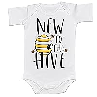 Cute Honey Bee Baby Bodysuit New To The Hive Pregnancy Announcement Onesie Kids Funny Shirt Summer Birthday Shower (0-6 Months, New to the HIVE-Short Sleeve Romper)