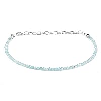 Genuine Aquamarine Bracelet, March Birthstone, Delicate Jewelry, Handmade Gemstone Bracelet, Aquamarine Gemstone Bracelet, Dainty Bracelet For Gift