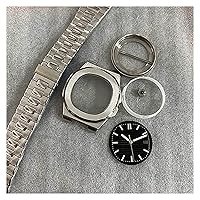 41mm Watch Case + Strap + Hands + Dial for Automatic Movement Sapphire Glass Case for Watch Accessories (Color : Gray)