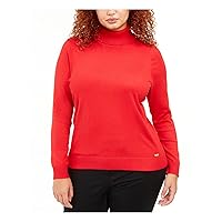 Calvin Klein Womens Solid Pullover Sweater, Red, 1X