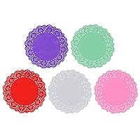 Paper Doilies 100 Pack 8.5 Inch Lace Doilies Colorful Decorative Disposable Round Paper Placemats Bulk for Dessert Cake Wedding Birthday Party Tableware Decorations