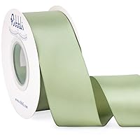 Ribbli Dusty Sage Satin Ribbon Double Faced Satin 1-1/2 Inch x Continuous 25 Yards-Sage Green Ribbon for Gift Wrapping Crafts Wedding Decoration Bows Bouquet Floral Arrangement