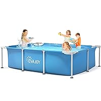 EVAJOY 85in x 23in x 59in Metal Frame Swimming Pool, Outdoor Rectangular Above Ground Pool with Steel Frame, Heavy-Duty PVC, Easy Assembly for Backyard, Garden, Lawn