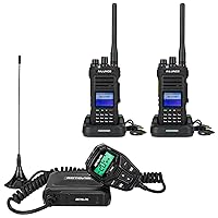 Retevis GMRS Communicate Solutions, RA86 Long Range GMRS 20W Mobile Radio (1 Pack) Bundle with HA1G Handheld Transceiver (2 Packs), NOAA, Two Way Radio Communication Kit
